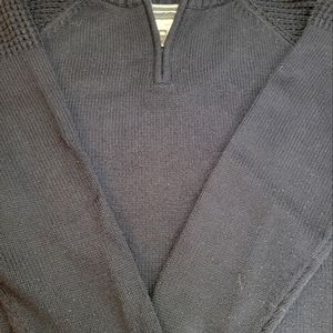 Weatherproof Vintage Men’s Quarter Zip Black Sweater- Large